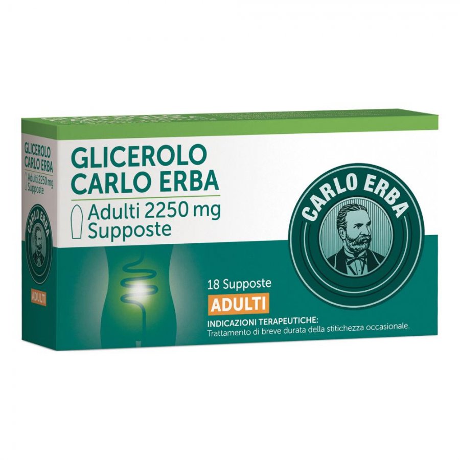 GLICEROLO CARLO ERBA ADULTI 2250MG 18 SUPPOSTE