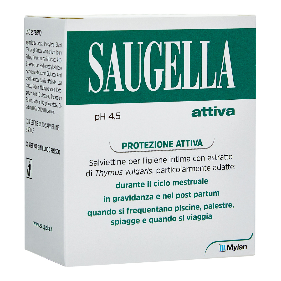 SAUGELLA ATTIVA SALVIETTINE DETERGENTI 10PZ