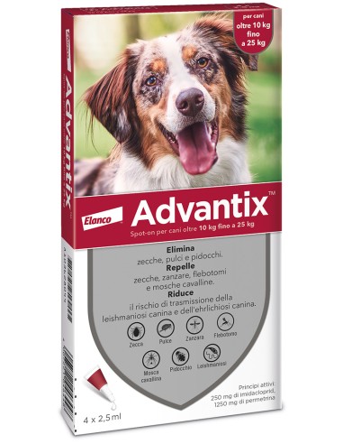 ADVANTIX SPOT ON 4 PIPETTE 10-25KG