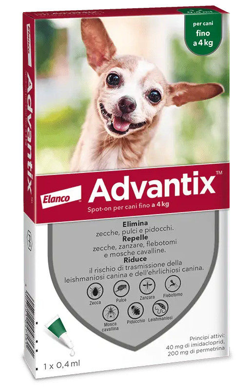 ADVANTIX SPOT ON 4 PIPETTE 0-4KG